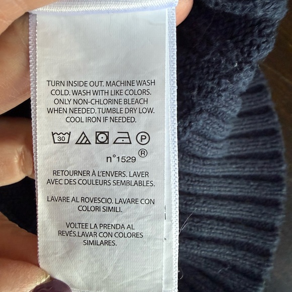 Ralph Lauren Women's Navy Cotton Cable Knit Sweater Size Medium - Picture 9 of 13